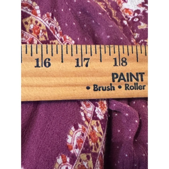 Free People Boho Purple Floral Print Long Sleeve Mini Dress Festival Hippie Chic - Picture 6 of 11